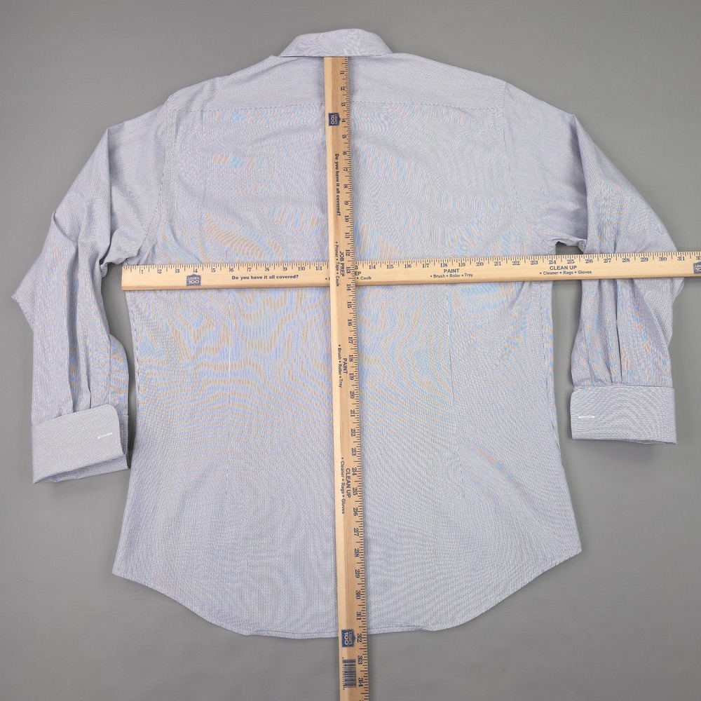 Hawes & Curtis Shirt Mens 16.5 34/35 Blue Check Tailored Slim Fit French Cuff - Picture 10 of 15